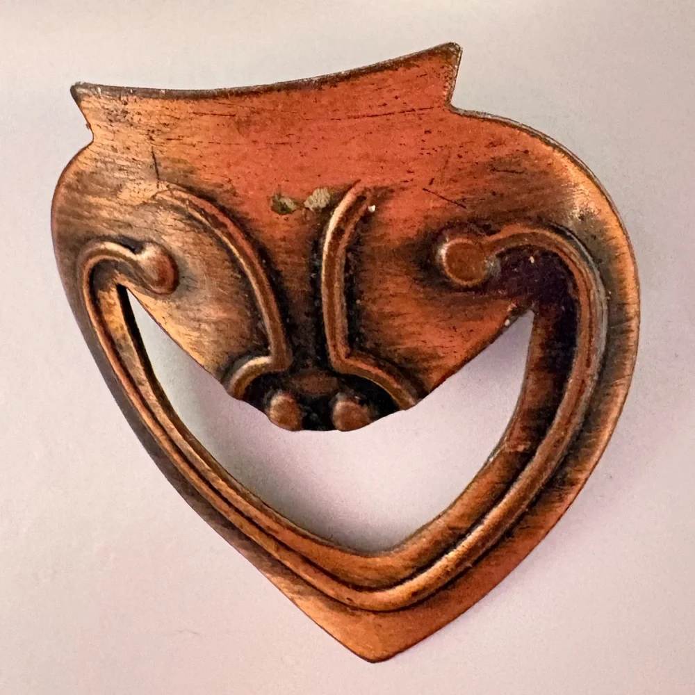 Vintage 50s Mexican Mid-Century copper Modernist Comedy Tragedy Theater Brooch